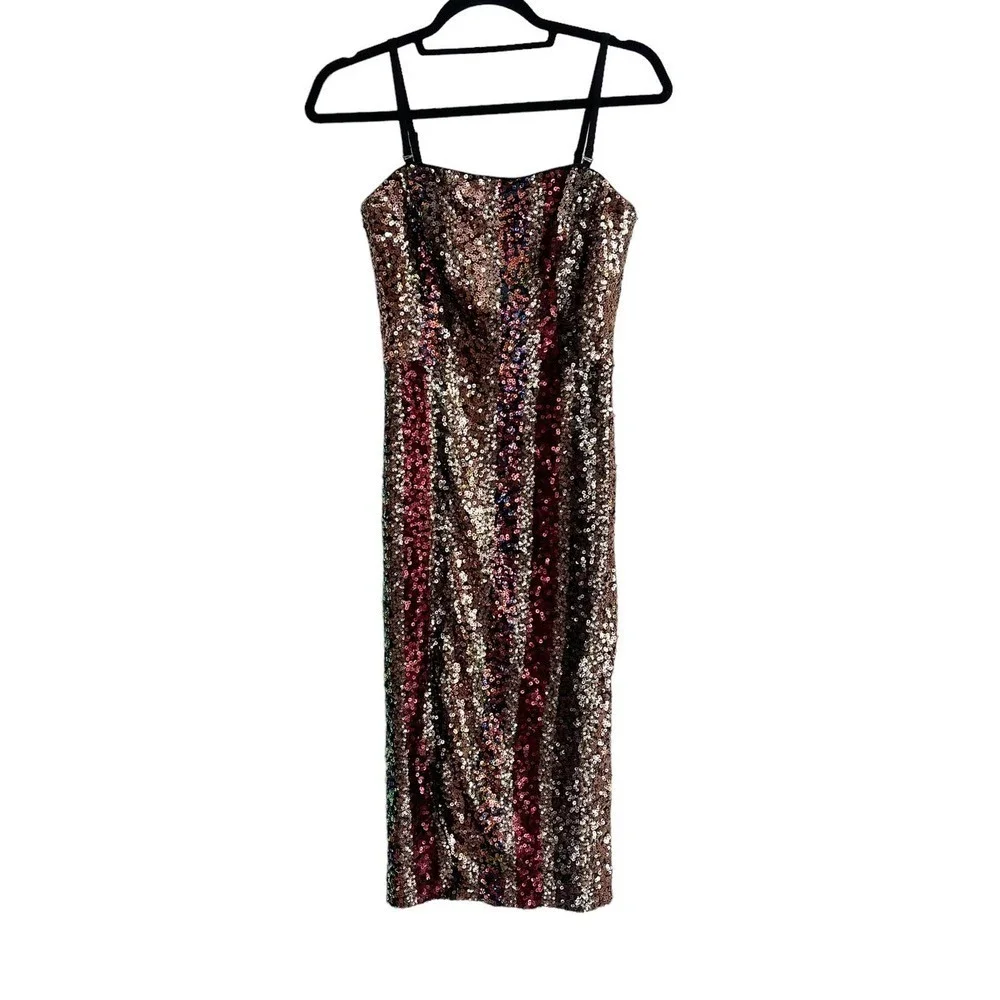DRESS THE POPULATION Allira Sequin Cocktail Dress Size S_10